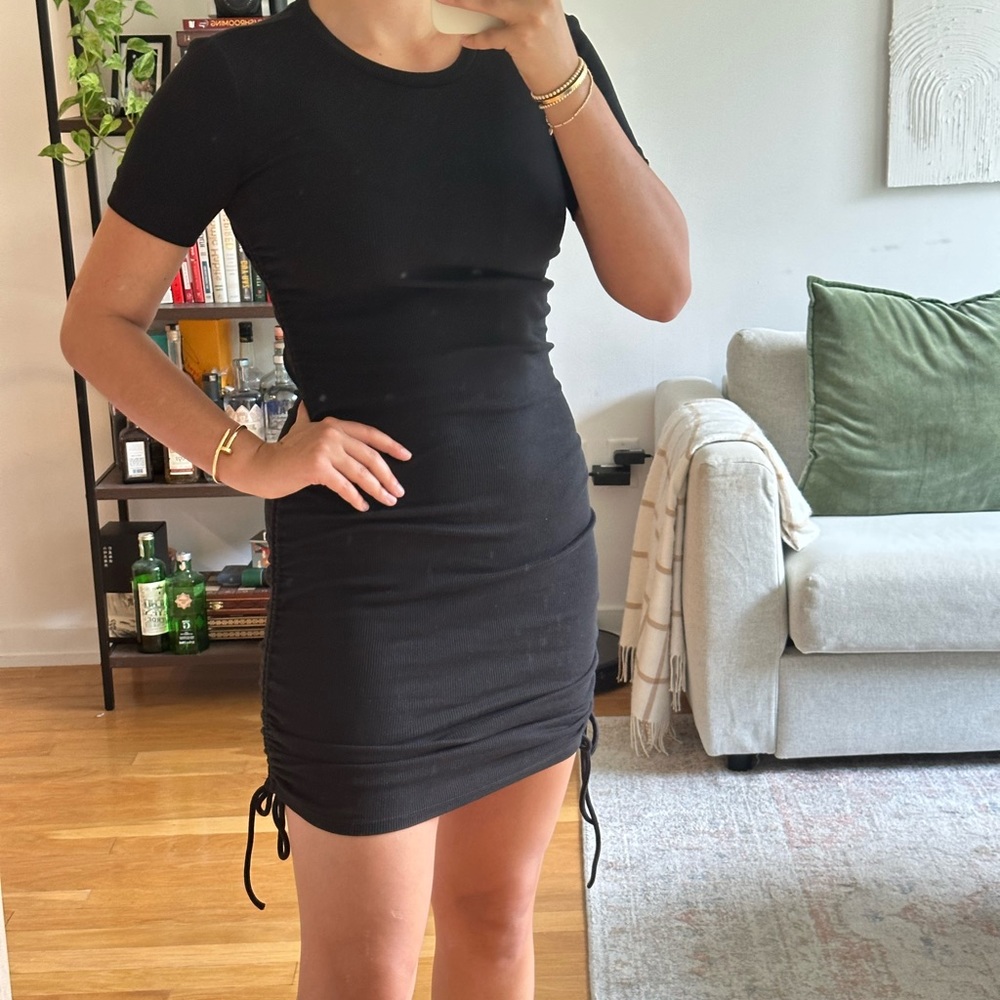Zara black tie up form fitting dress